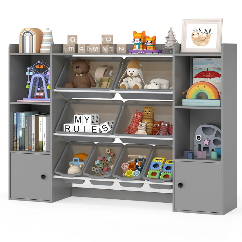 Kids Toy Storage and Bookshelf with Boxes and Open Shelves by DirectDeals