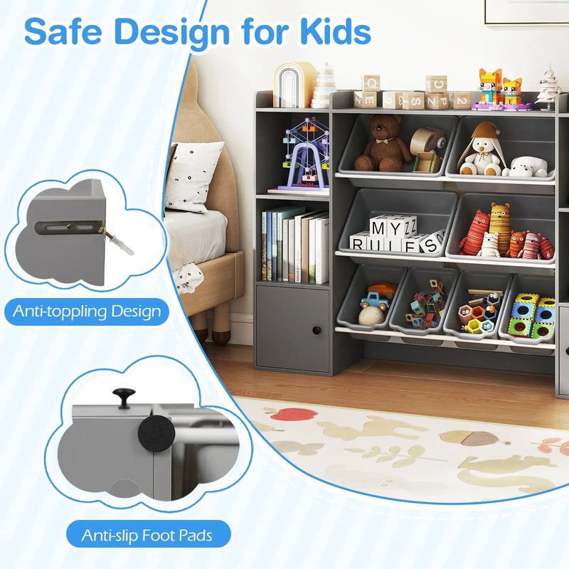 Kids Toy Storage and Bookshelf with Boxes and Open Shelves by DirectDeals