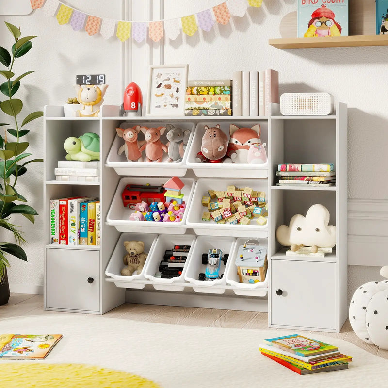 Kids Toy Storage and Bookshelf with Boxes and Open Shelves by DirectDeals