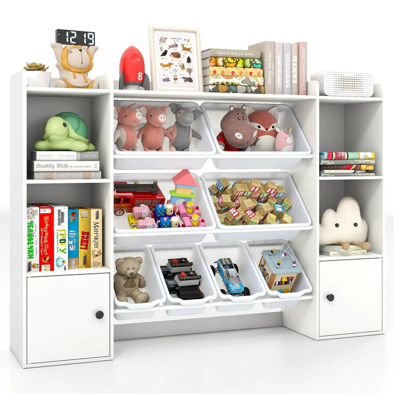 Kids Toy Storage and Bookshelf with Boxes and Open Shelves by DirectDeals
