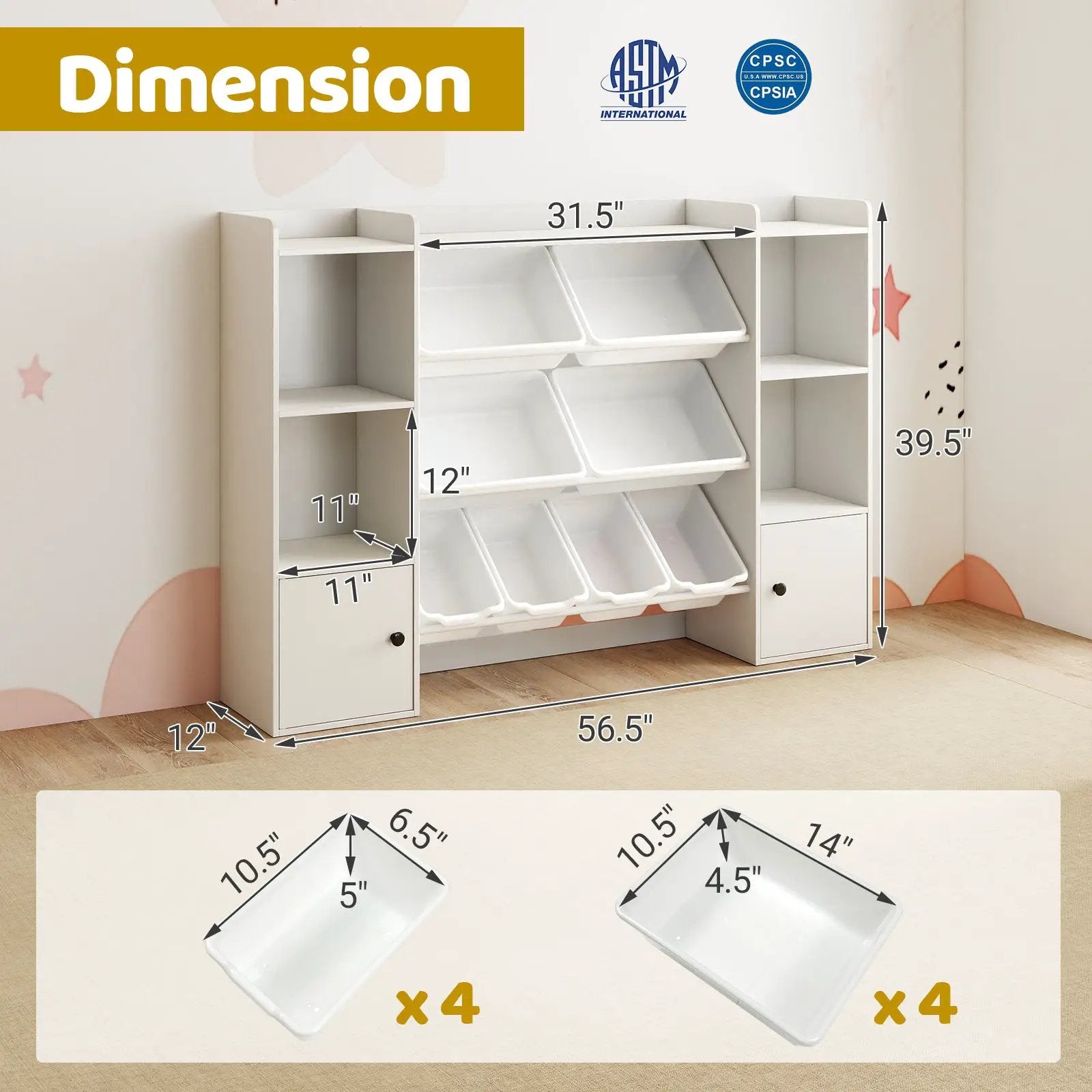 Kids Toy Storage and Bookshelf with Boxes and Open Shelves by DirectDeals
