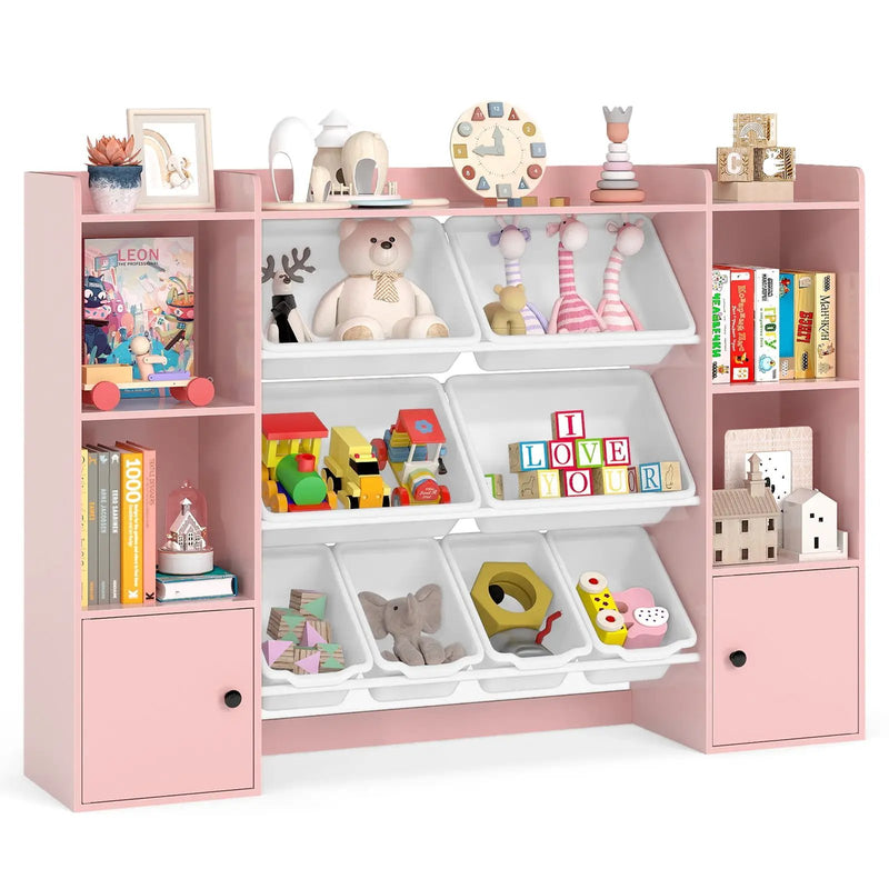 Kids Toy Storage and Bookshelf with Boxes and Open Shelves by DirectDeals