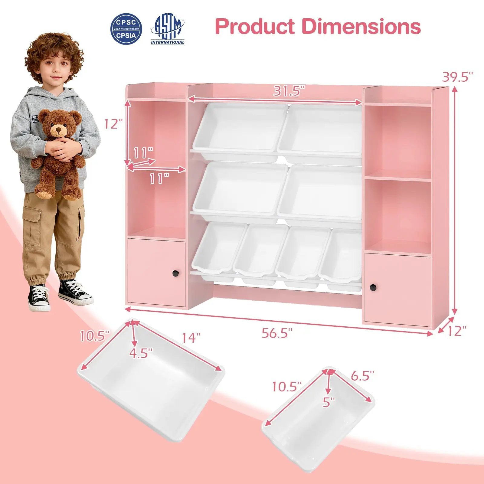 Kids Toy Storage and Bookshelf with Boxes and Open Shelves by DirectDeals