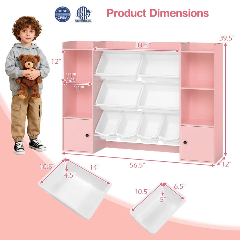 Kids Toy Storage and Bookshelf with Boxes and Open Shelves by DirectDeals