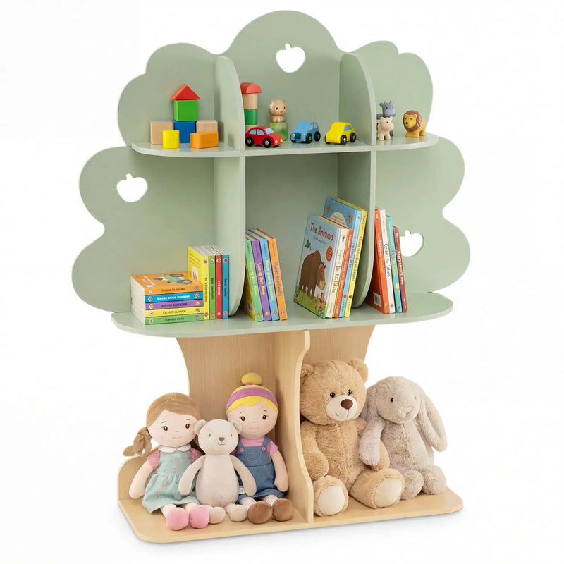 Kids Tree Bookshelf 45" Tall Freestanding Bookcase with Open Shelves-Green by DirectDeals