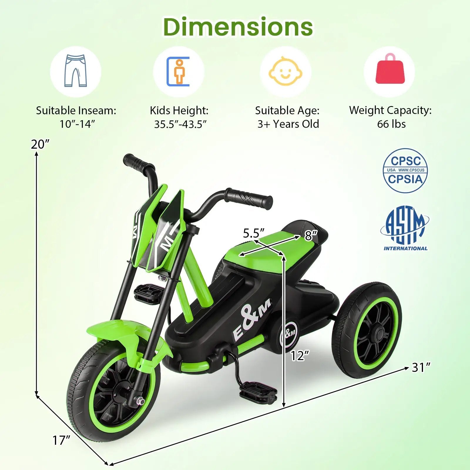 Kids Tricycle 3-Wheel Toddler Bike with Foot Pedals Forward Backward by DirectDeals