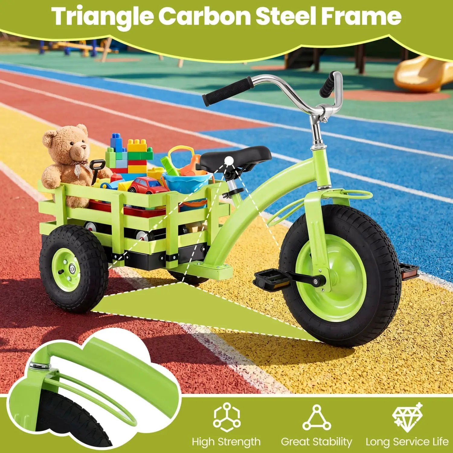 Kids Tricycle with 15-Inch Inflatable Rubber Tires by DirectDeals