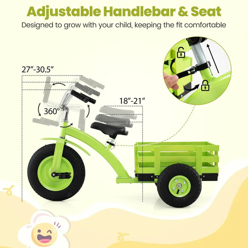 Kids Tricycle with 15-Inch Inflatable Rubber Tires by DirectDeals