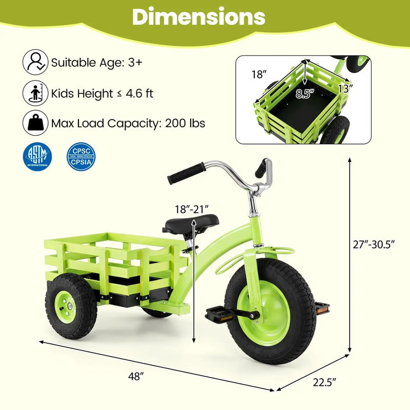 Kids Tricycle with 15-Inch Inflatable Rubber Tires by DirectDeals