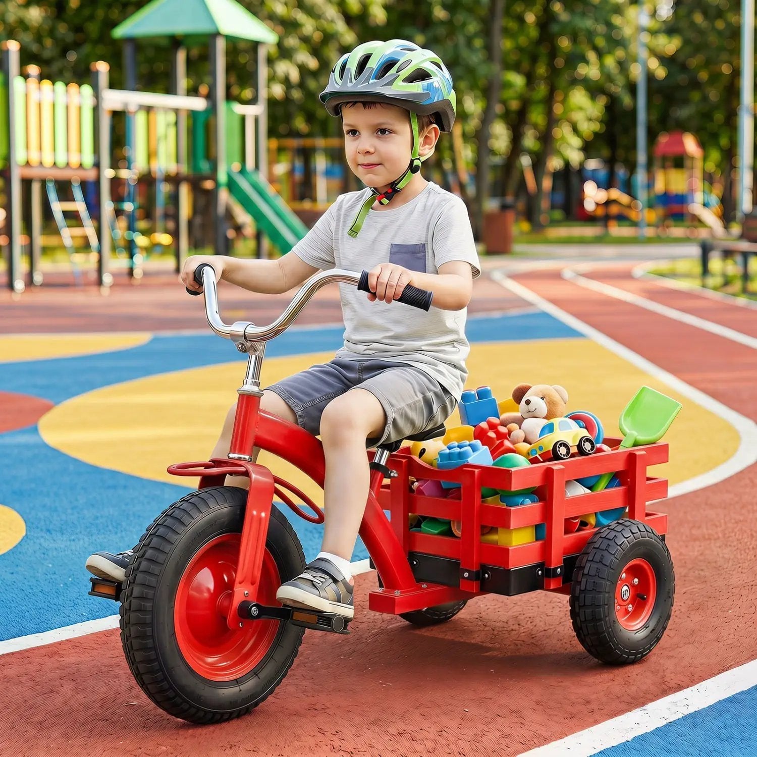 Kids Tricycle with 15-Inch Inflatable Rubber Tires by DirectDeals