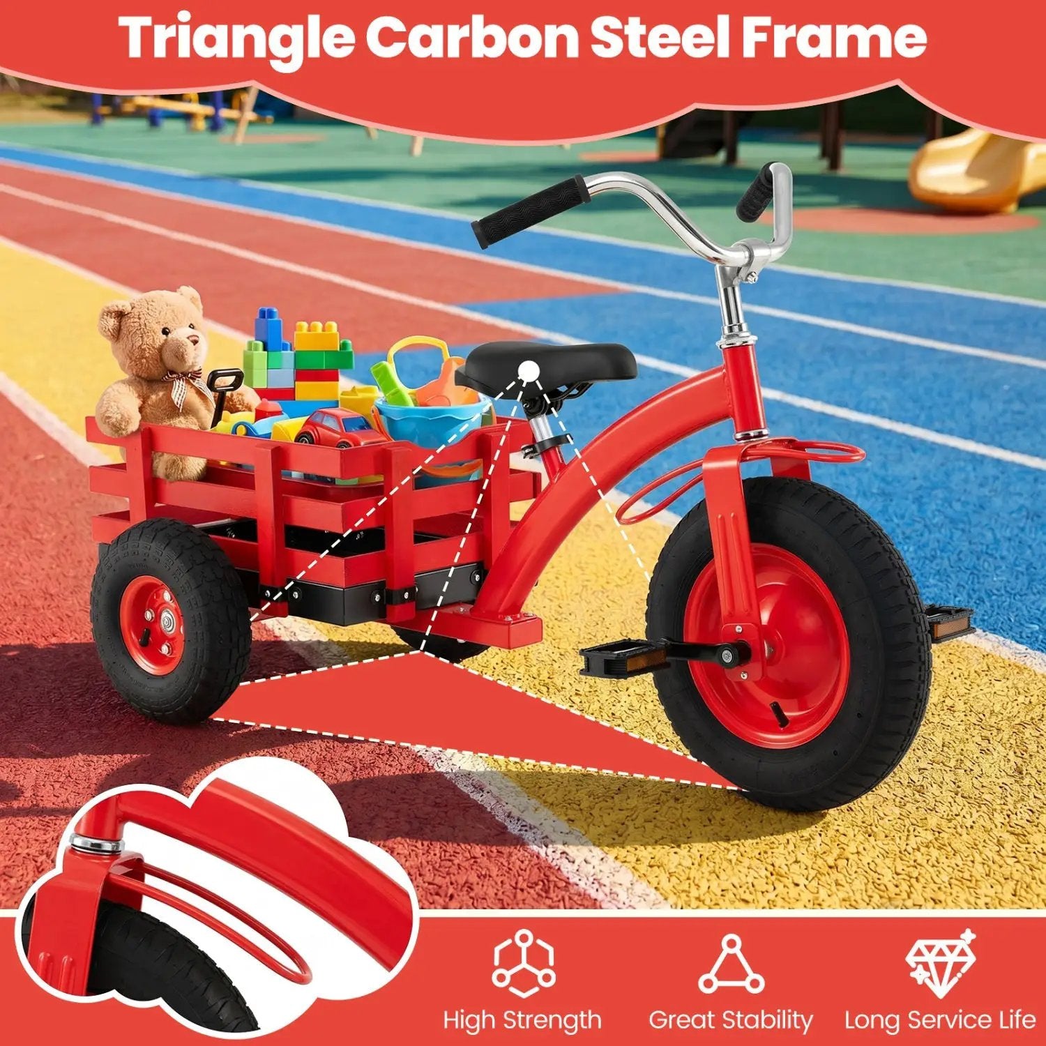 Kids Tricycle with 15-Inch Inflatable Rubber Tires by DirectDeals