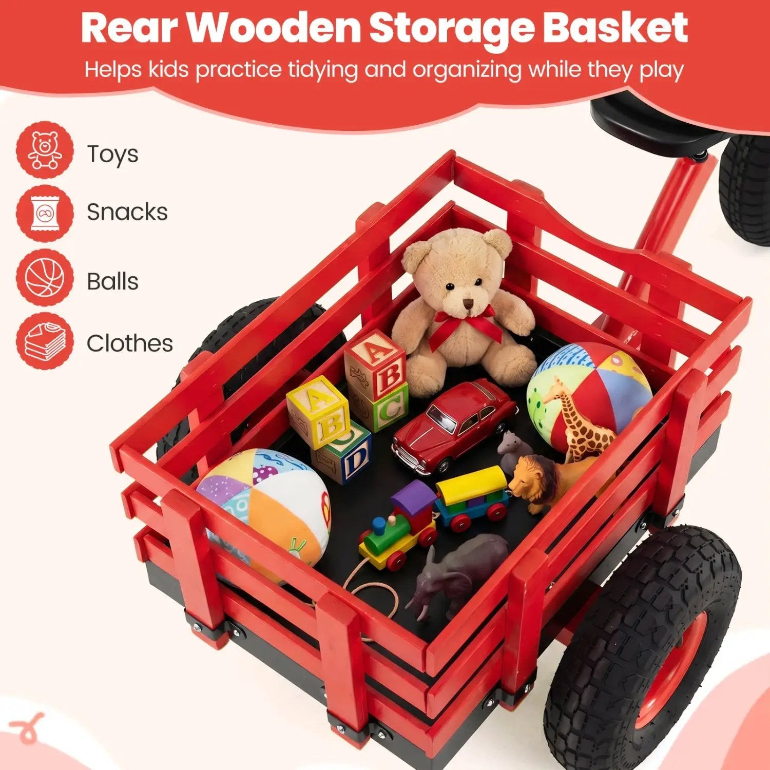 Kids Tricycle with 15-Inch Inflatable Rubber Tires by DirectDeals