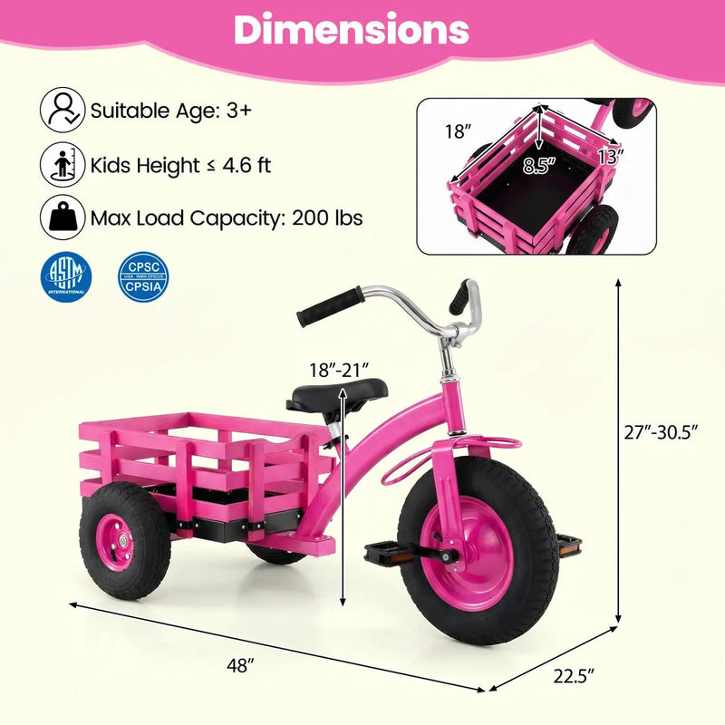 Kids Tricycle with 15-Inch Inflatable Rubber Tires by DirectDeals