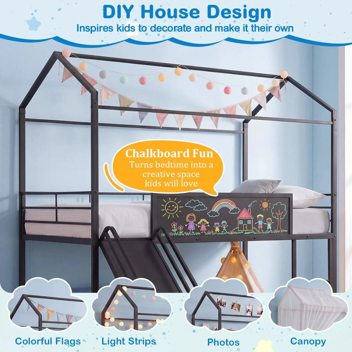 Kids Twin Size Loft Bed with Ladder and Slide for Bedroom by DirectDeals