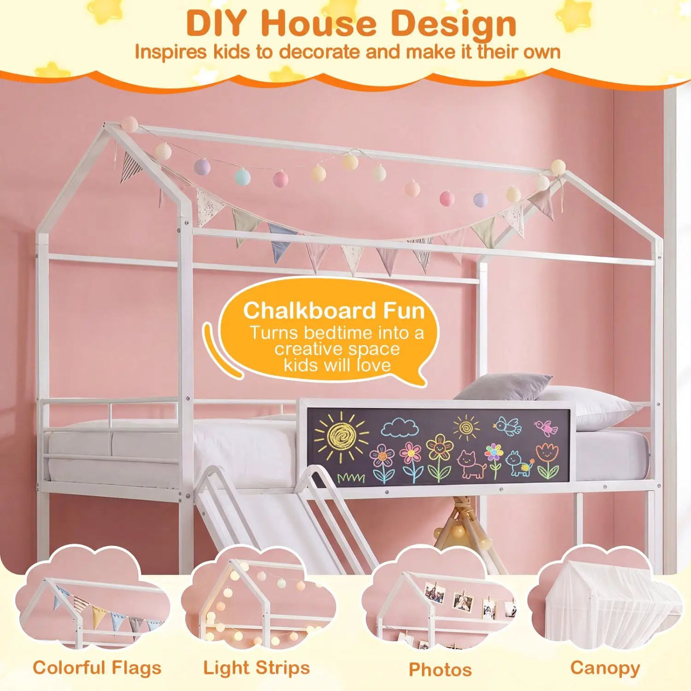 Kids Twin Size Loft Bed with Ladder and Slide for Bedroom by DirectDeals