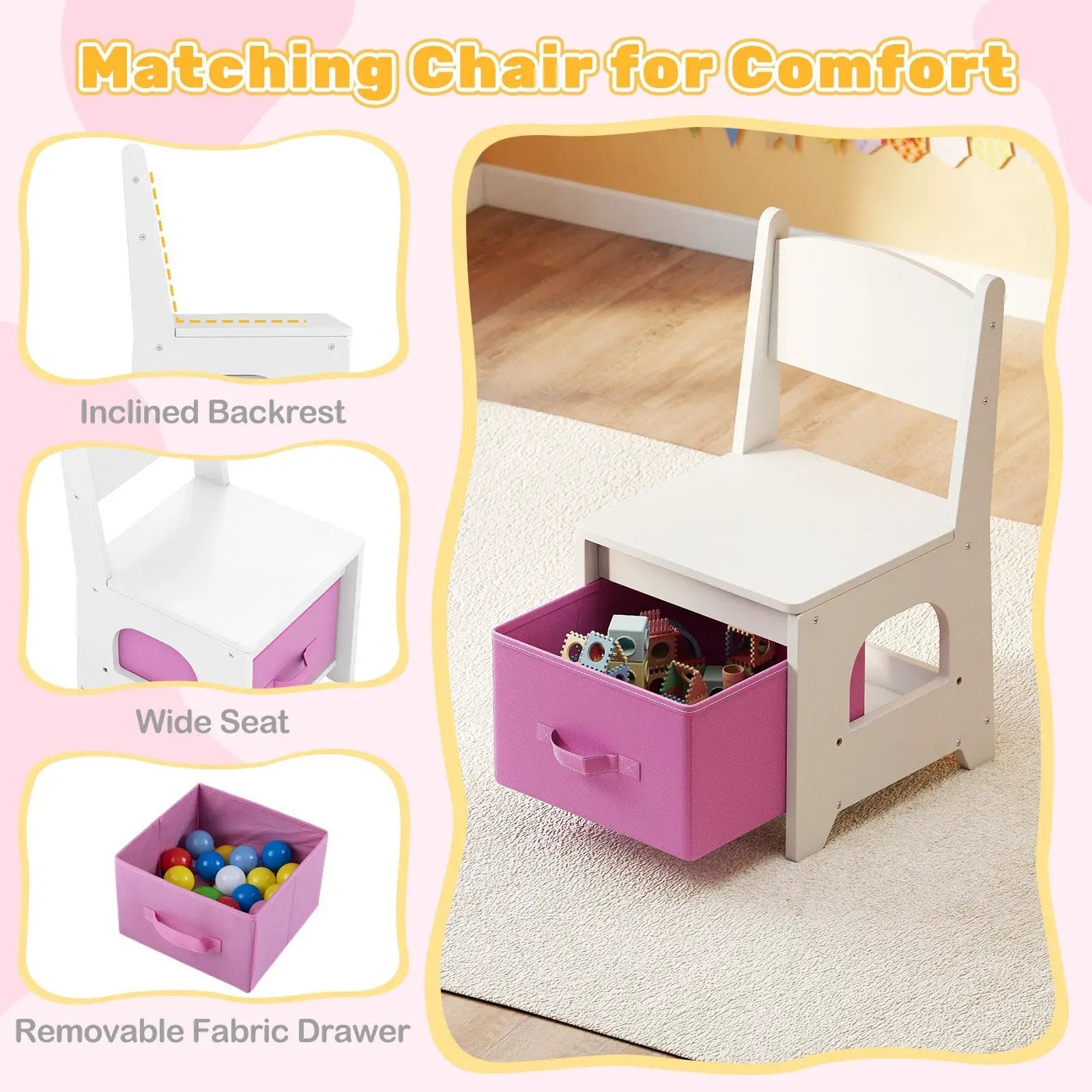 Kids Vanity Set Princess Girls Makeup Vanity Desk with Chair and 3-Color LED Lighted Mirror by DirectDeals