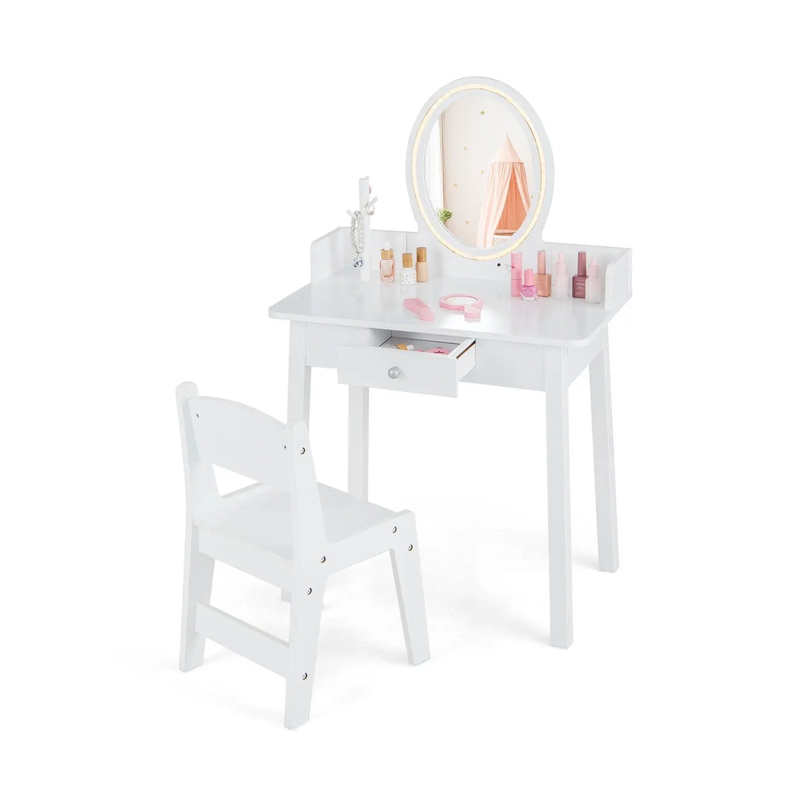 Kids Vanity Set with Lighted Mirror by DirectDeals