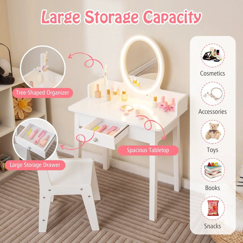 Kids Vanity Set with Lighted Mirror by DirectDeals