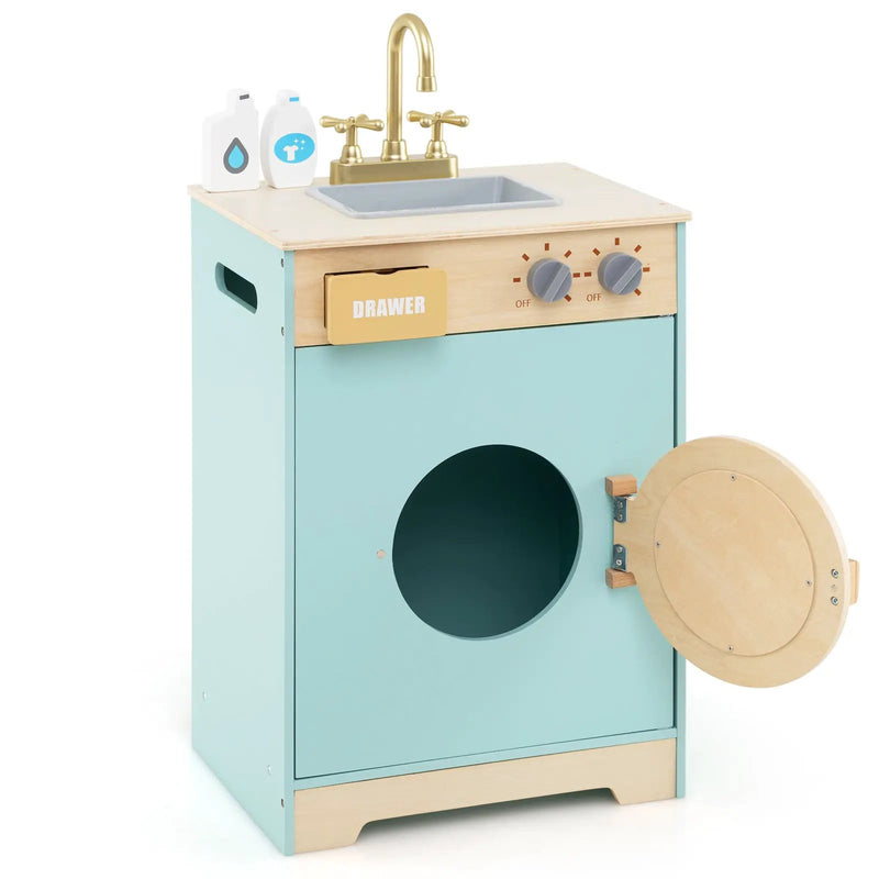 Kids Washer Playset Toy Washing Machine with Laundry Detergent-Blue by DirectDeals