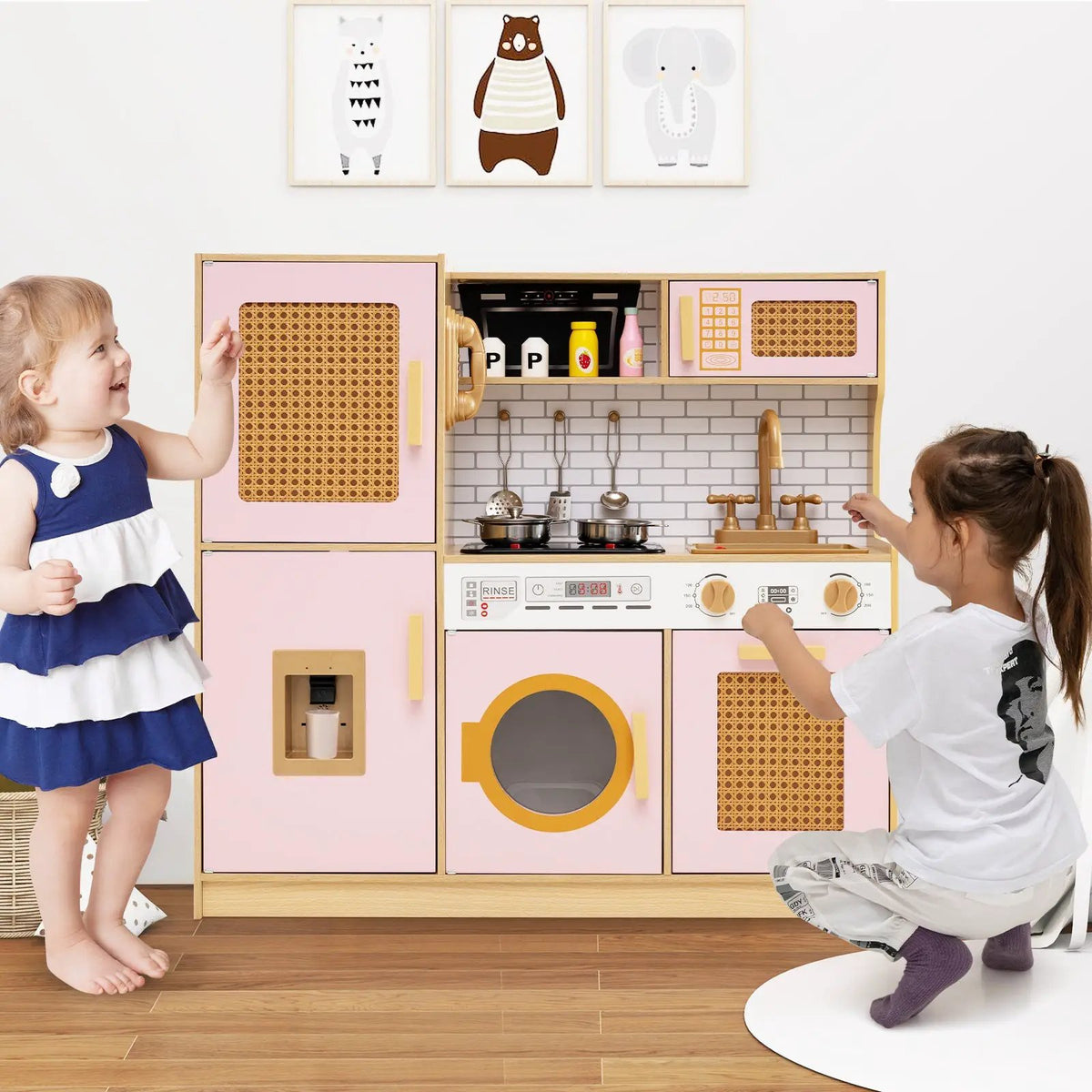 Kids Wooden Kitchen Playset with Realistic Lights and Sounds by DirectDeals