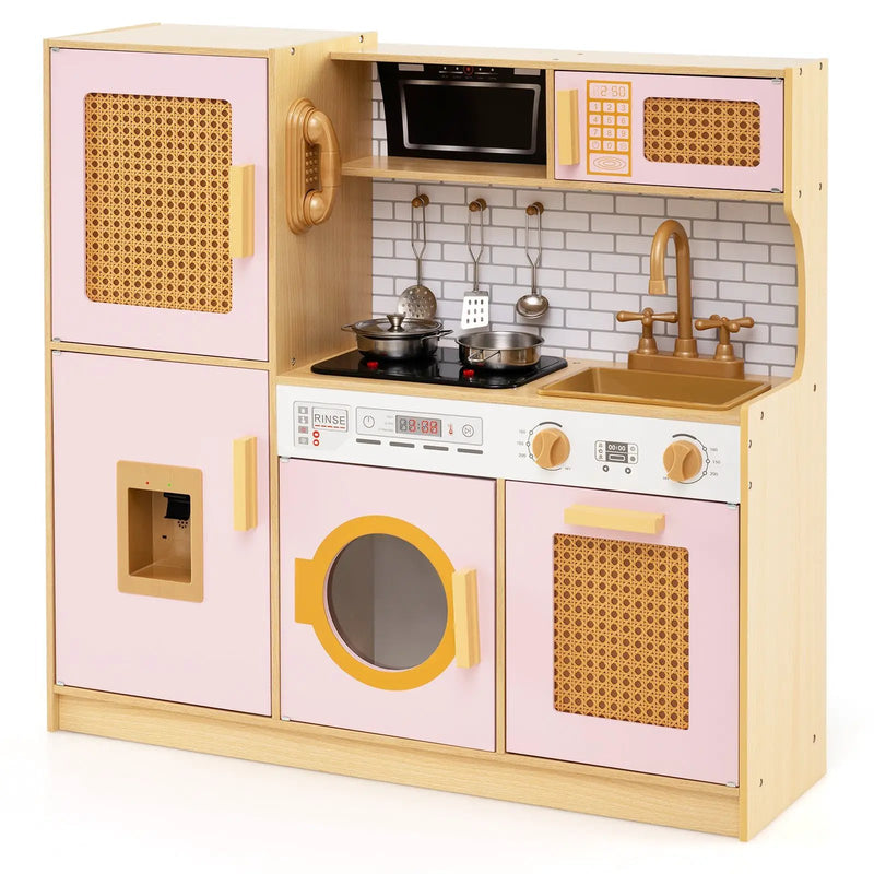 Kids Wooden Kitchen Playset with Realistic Lights and Sounds by DirectDeals