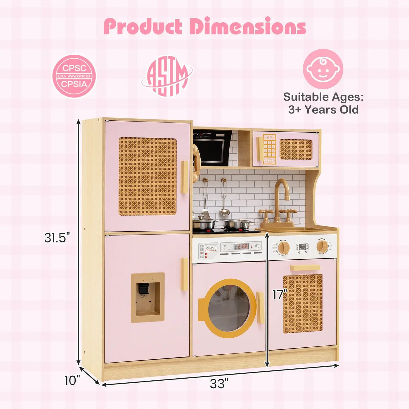 Kids Wooden Kitchen Playset with Realistic Lights and Sounds by DirectDeals