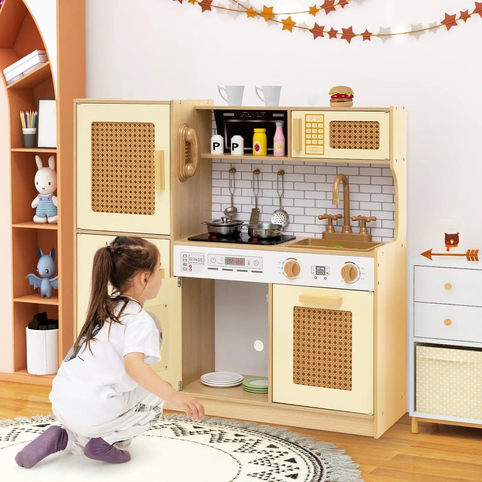 Kids Wooden Kitchen Playset with Realistic Lights and Sounds by DirectDeals