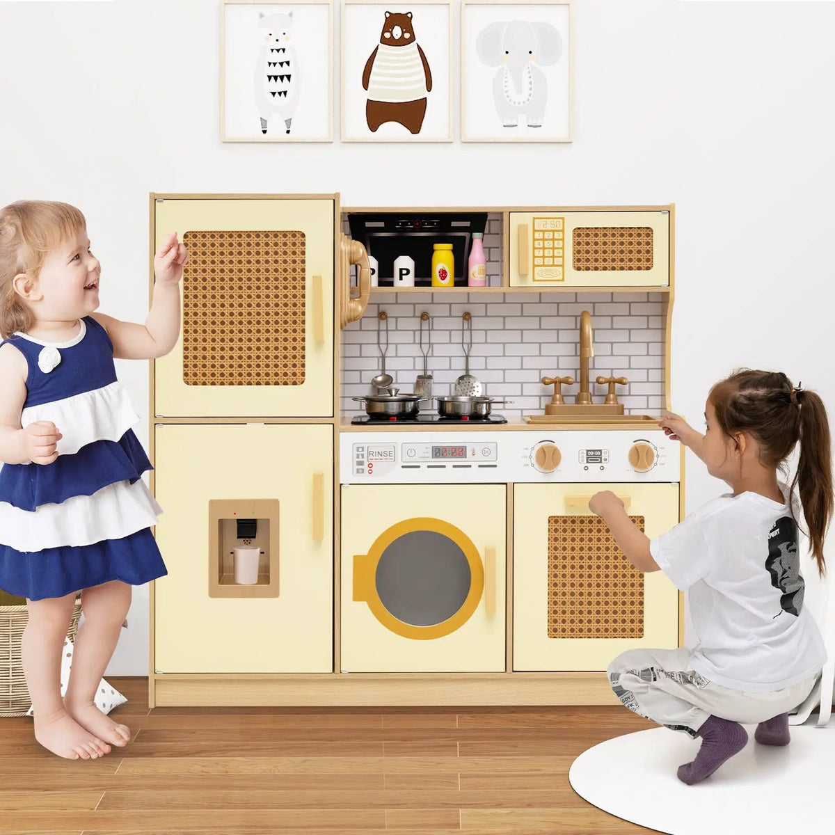 Kids Wooden Kitchen Playset with Realistic Lights and Sounds by DirectDeals