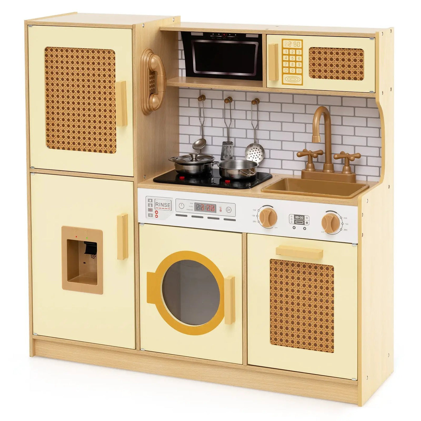 Kids Wooden Kitchen Playset with Realistic Lights and Sounds by DirectDeals