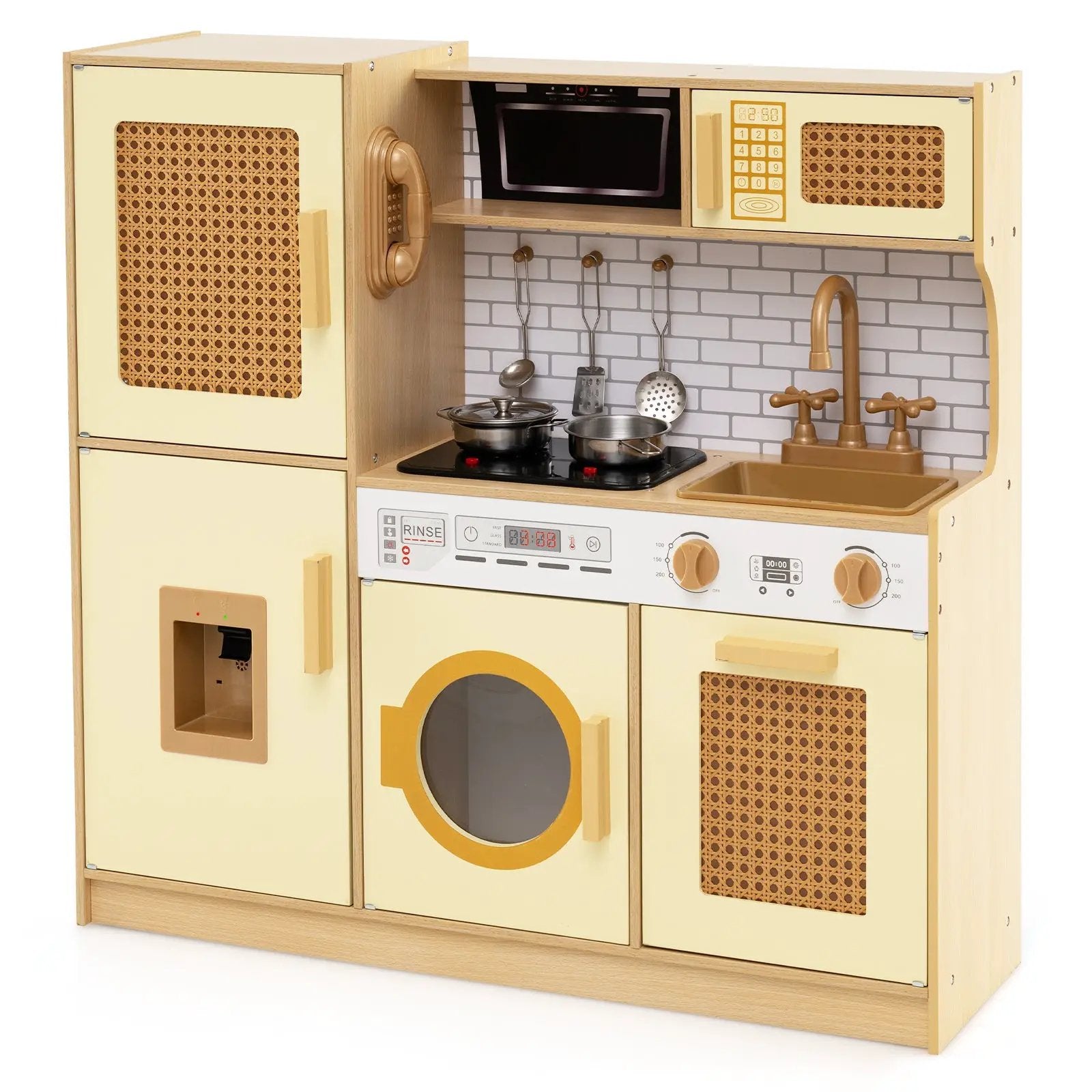 Kids Wooden Kitchen Playset with Realistic Lights and Sounds by DirectDeals
