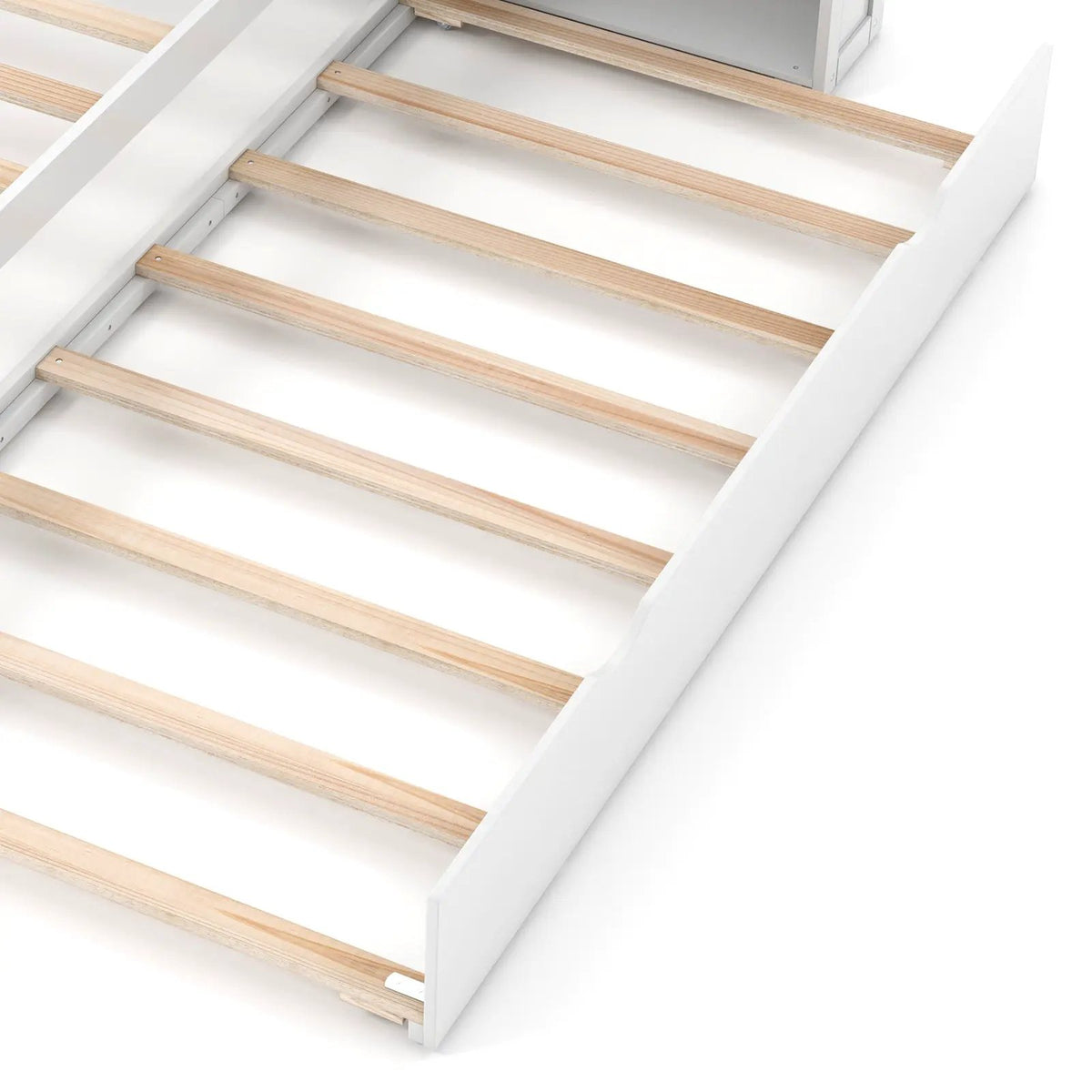 Twin/Full Kids Wooden Platform Bed with Trundle Storage Headboard by DirectDeals