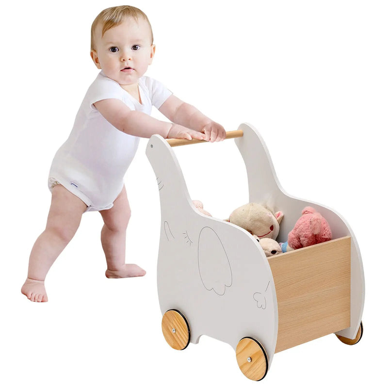 Kids Wooden Shopping Cart with Rubber Wheels by DirectDeals