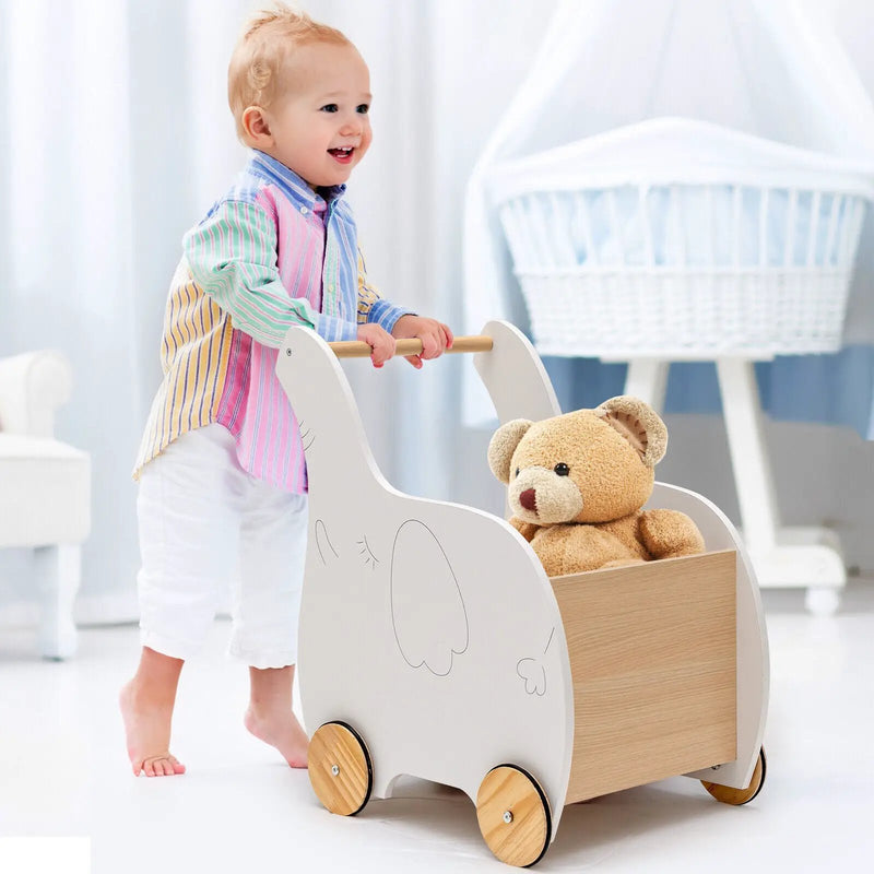 Kids Wooden Shopping Cart with Rubber Wheels by DirectDeals