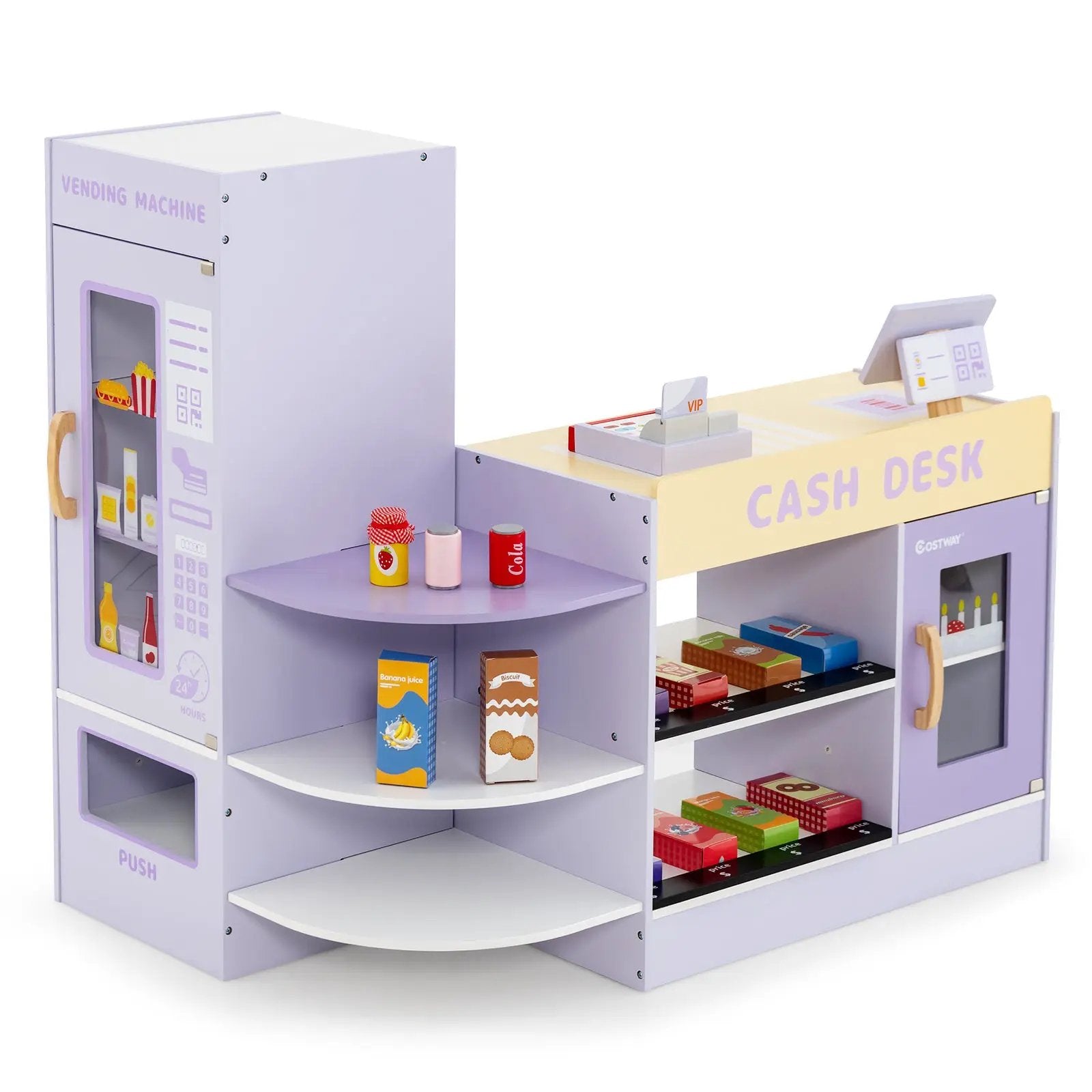 Kids Wooden Supermarket Play Toy Set with Checkout Counter by DirectDeals