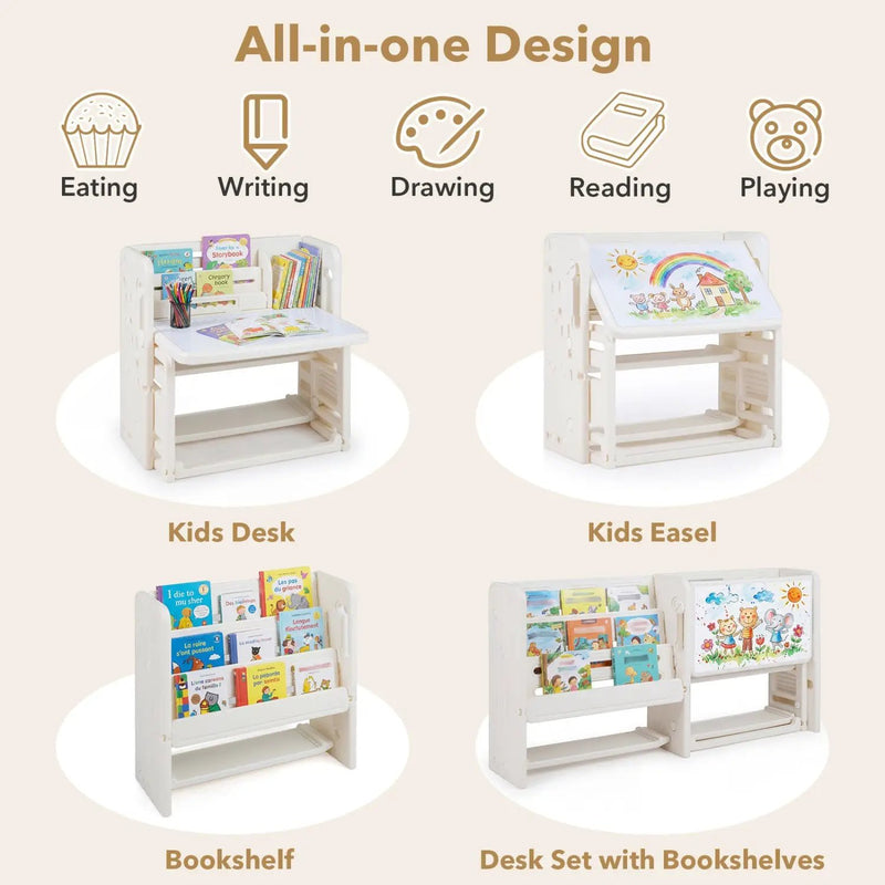 Kids Writing Desk and Chair Set with Side Bookshelves by DirectDeals