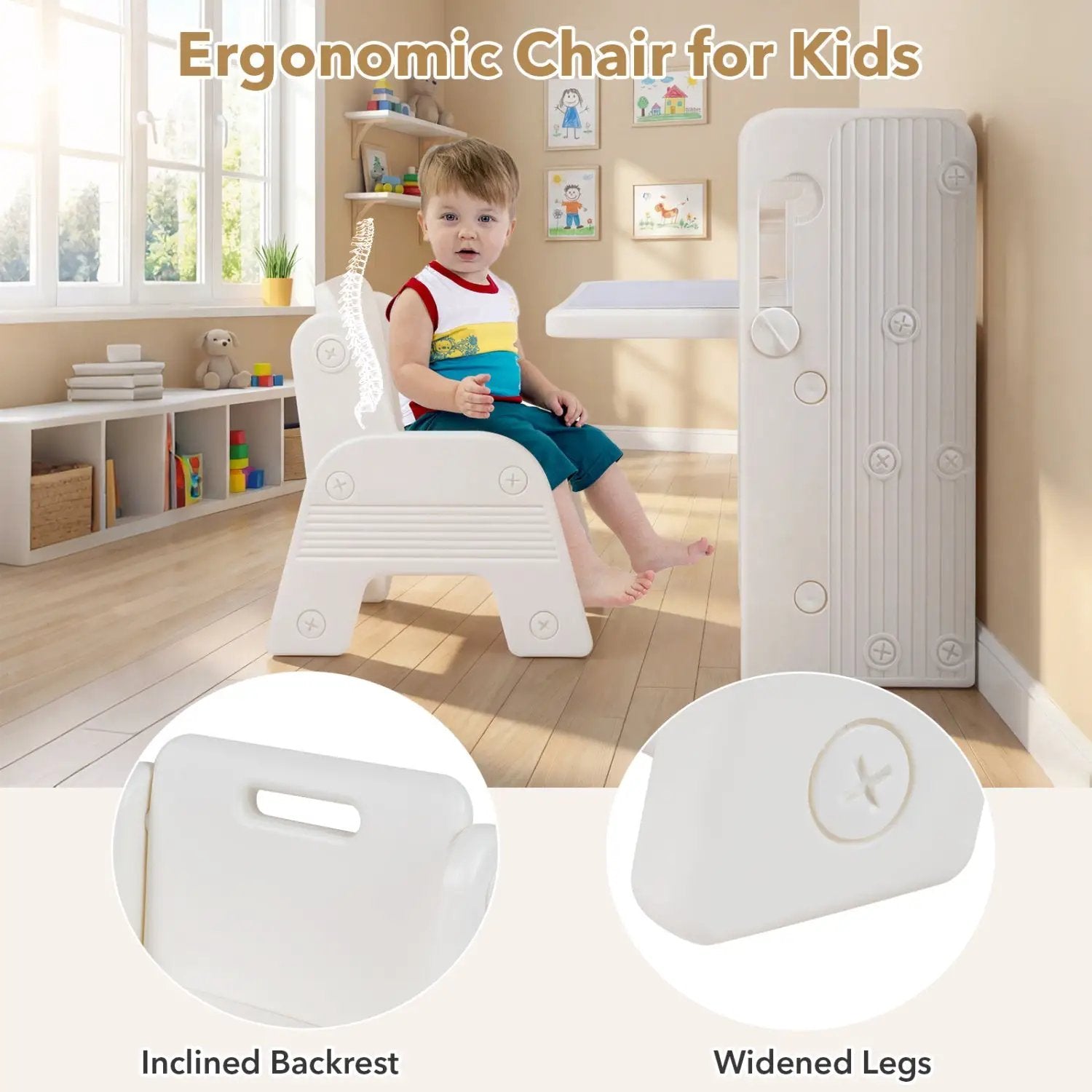 Kids Writing Desk and Chair Set with Side Bookshelves by DirectDeals