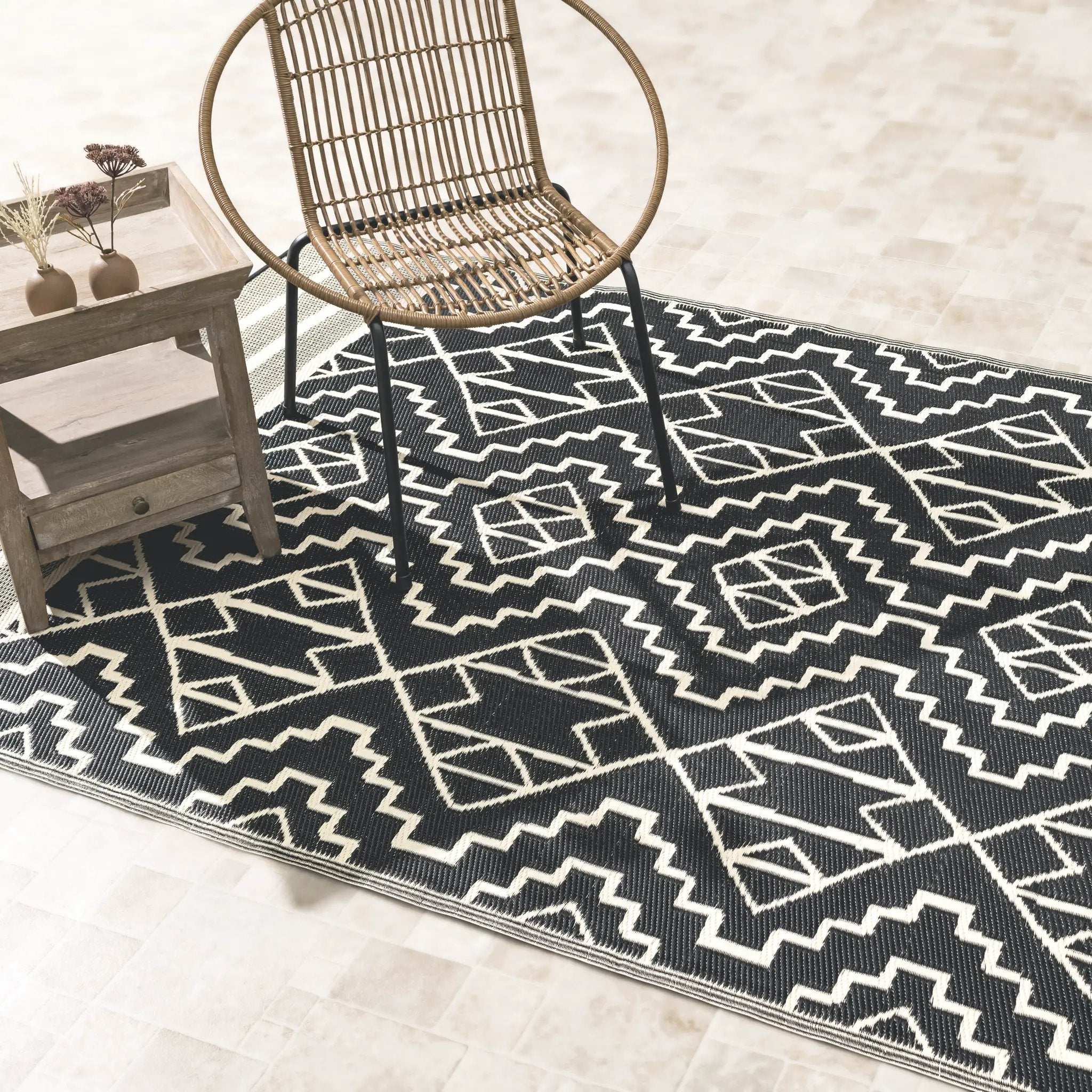 Kilimanjaro - Black Outdoor Rug for Patio FINAL SALE by Fab Habitat