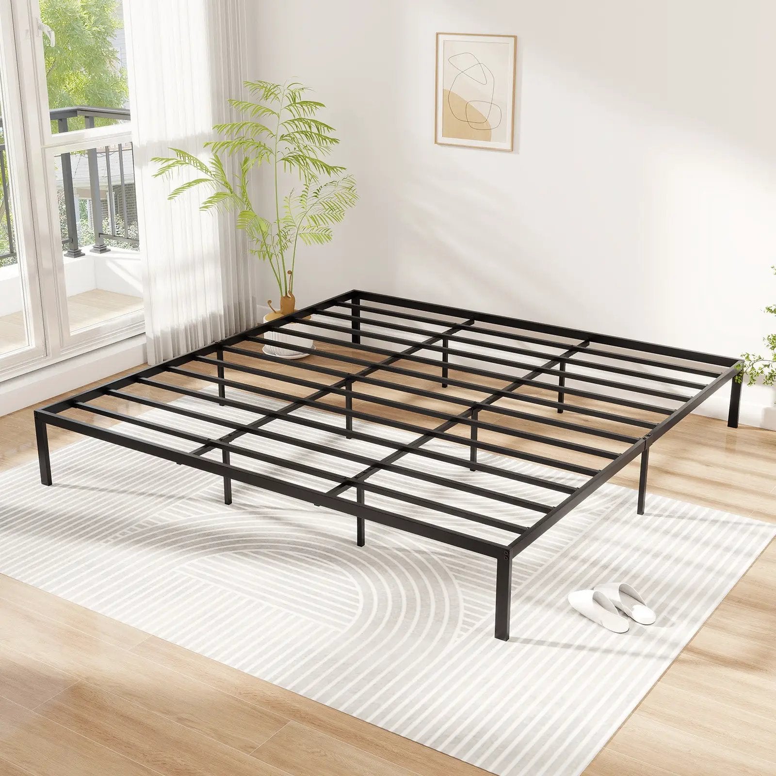 Full/Queen/King Size Metal Bed Frame Heavy Duty Support Slats Mattress Foundation by DirectDeals
