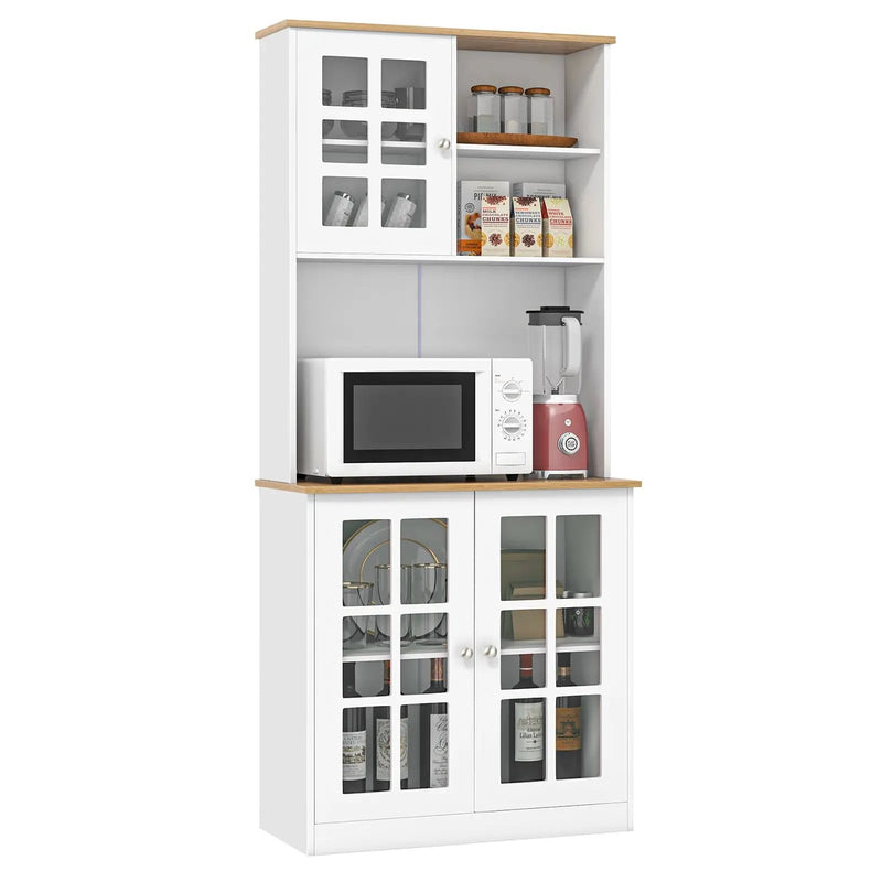 72 Inch Freestanding Pantry Cabinet with Hutch and Adjustable Shelf by DirectDeals