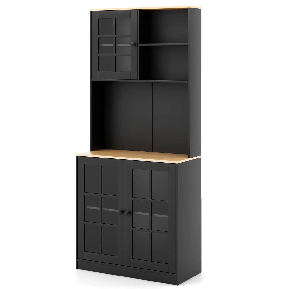 72 Inch Freestanding Pantry Cabinet with Hutch and Adjustable Shelf by DirectDeals
