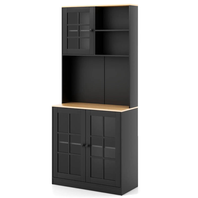 72 Inch Freestanding Pantry Cabinet with Hutch and Adjustable Shelf by DirectDeals