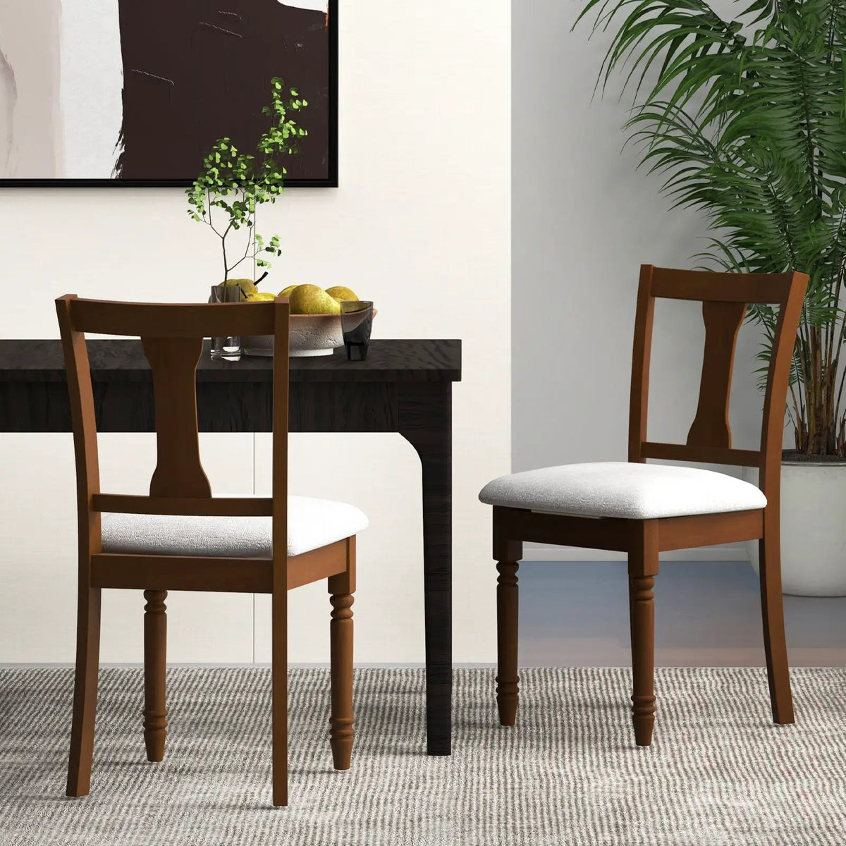 Set of 2 Kitchen Dining Chair with Linen Fabric and Storage Space by DirectDeals