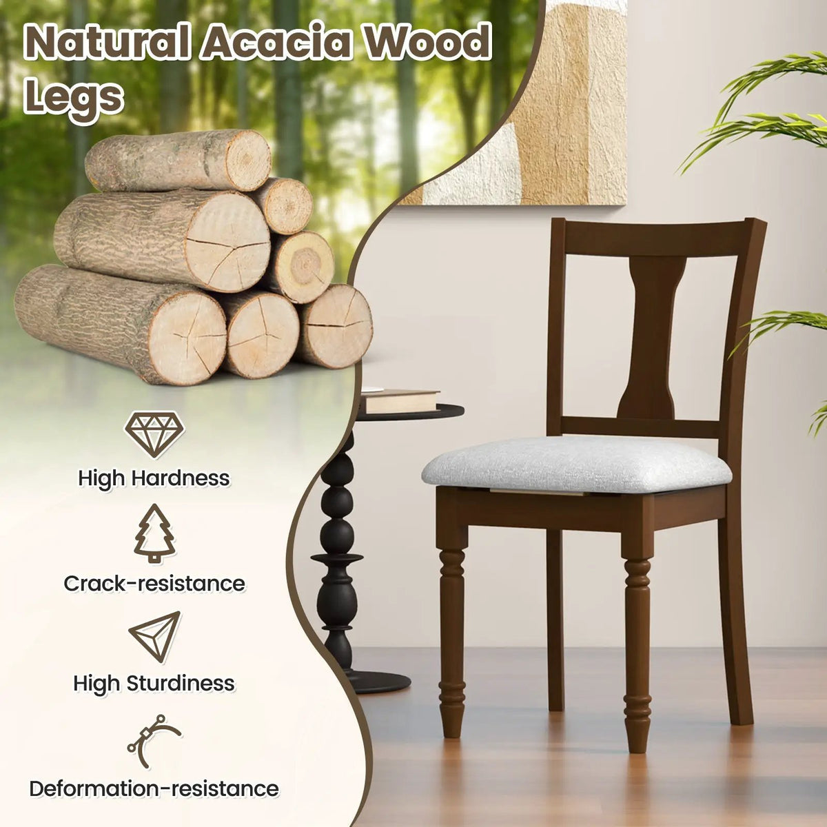 Set of 2 Kitchen Dining Chair with Linen Fabric and Storage Space by DirectDeals