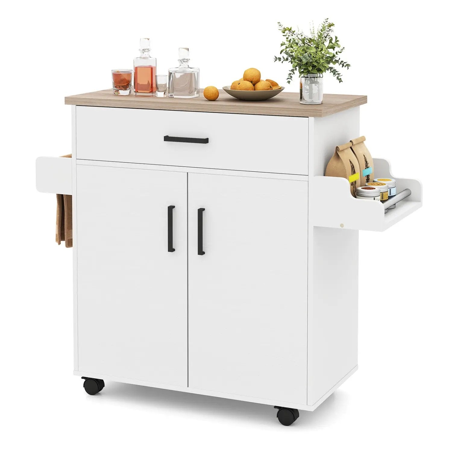 Kitchen Island Cart Rolling Kitchen Storage Island with Drawer-White by DirectDeals