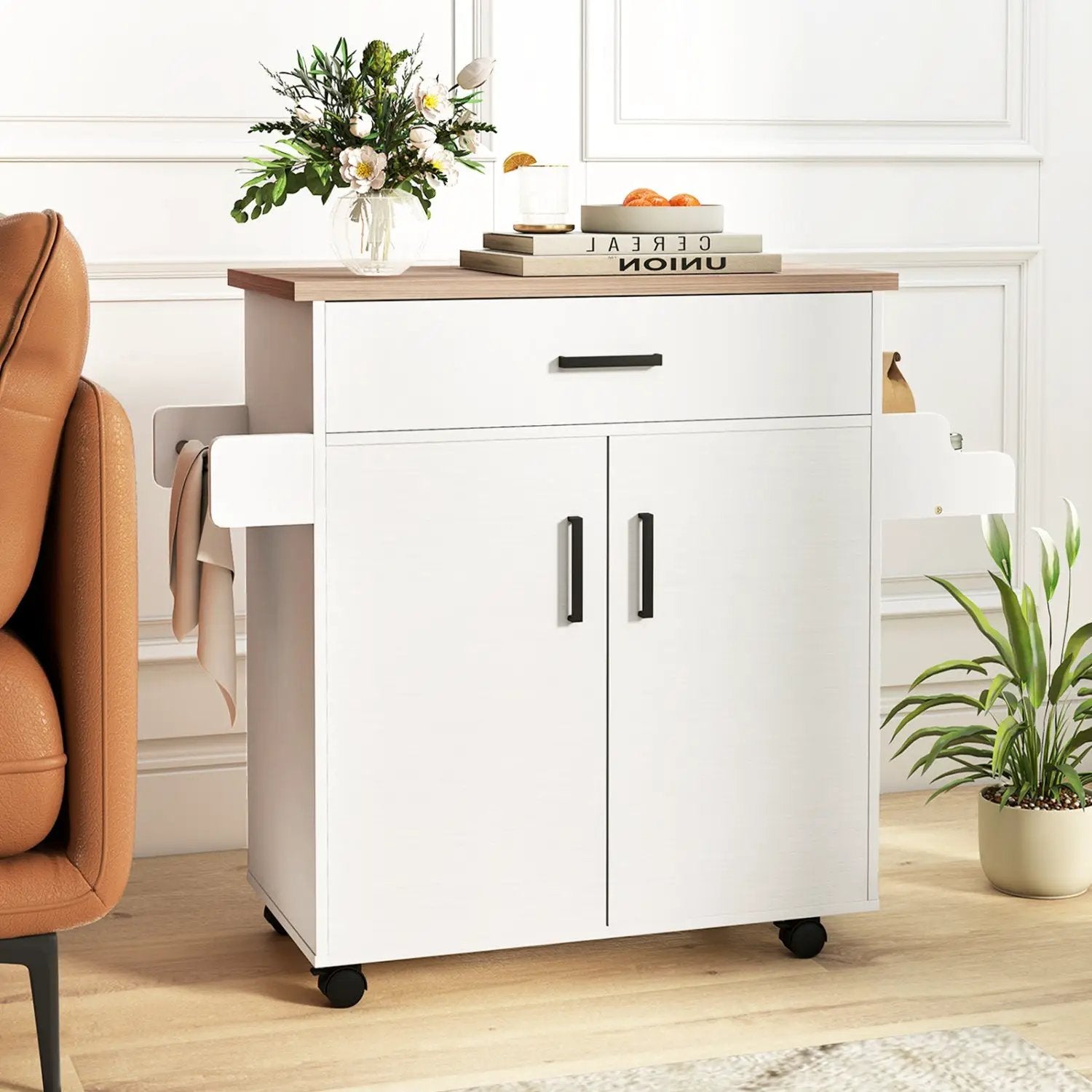 Kitchen Island Cart Rolling Kitchen Storage Island with Drawer-White by DirectDeals