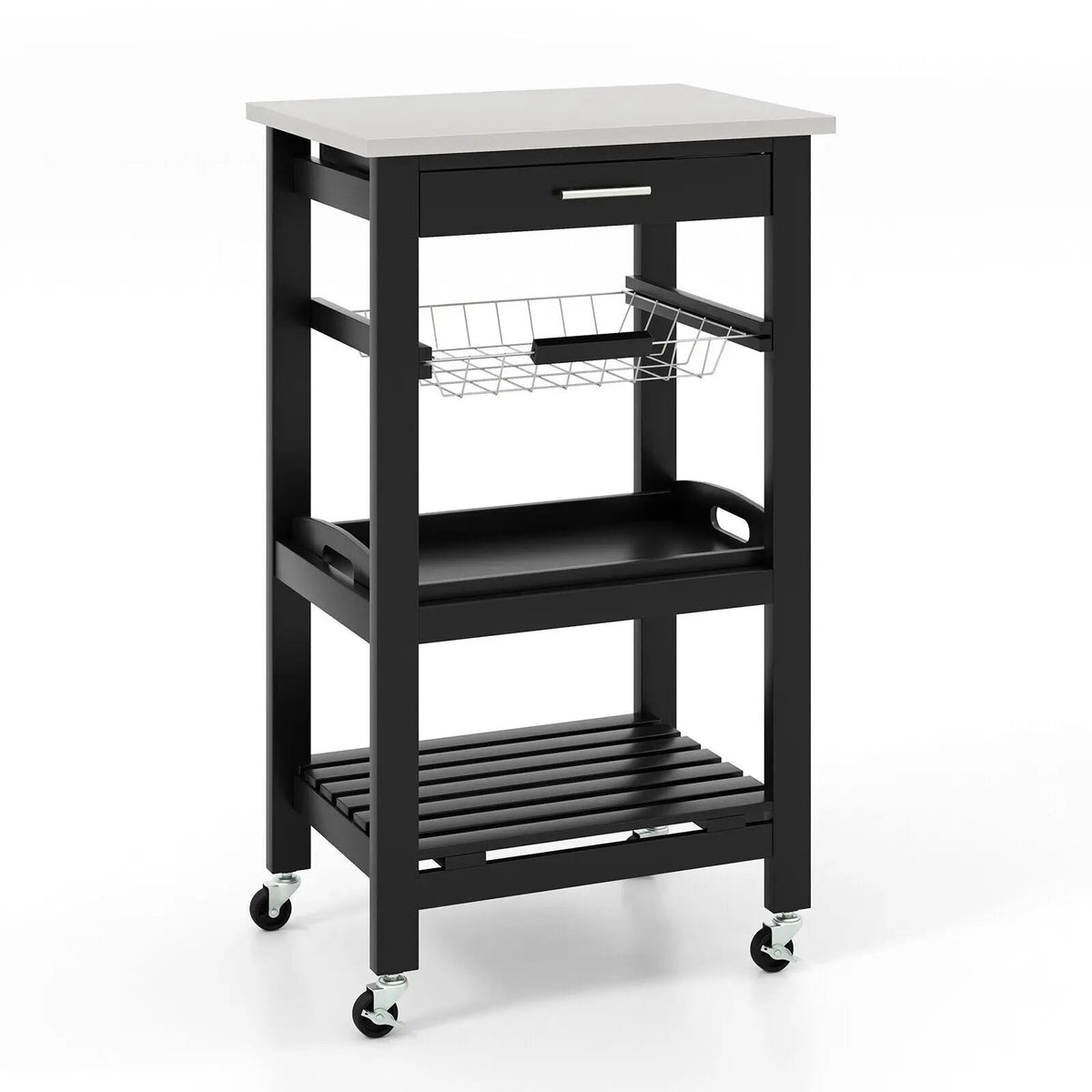 Kitchen Island Cart with Stainless Steel Tabletop and Basket by DirectDeals