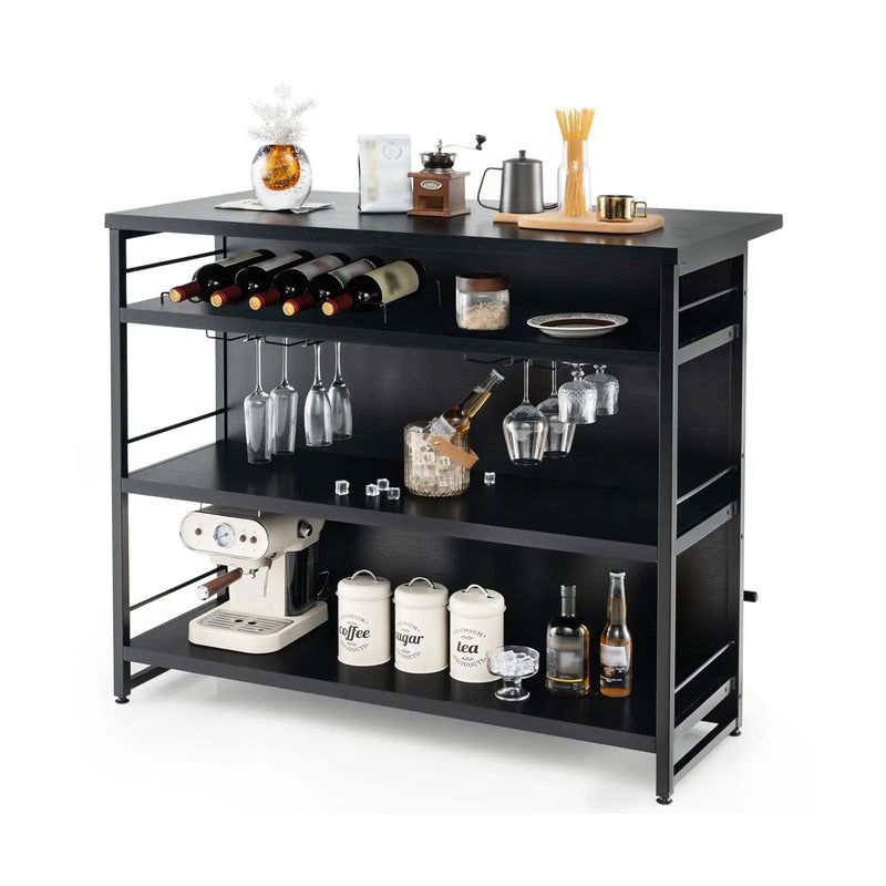 Kitchen Island with 4-Tier Storage Shelf and Long Footrest for Home by DirectDeals