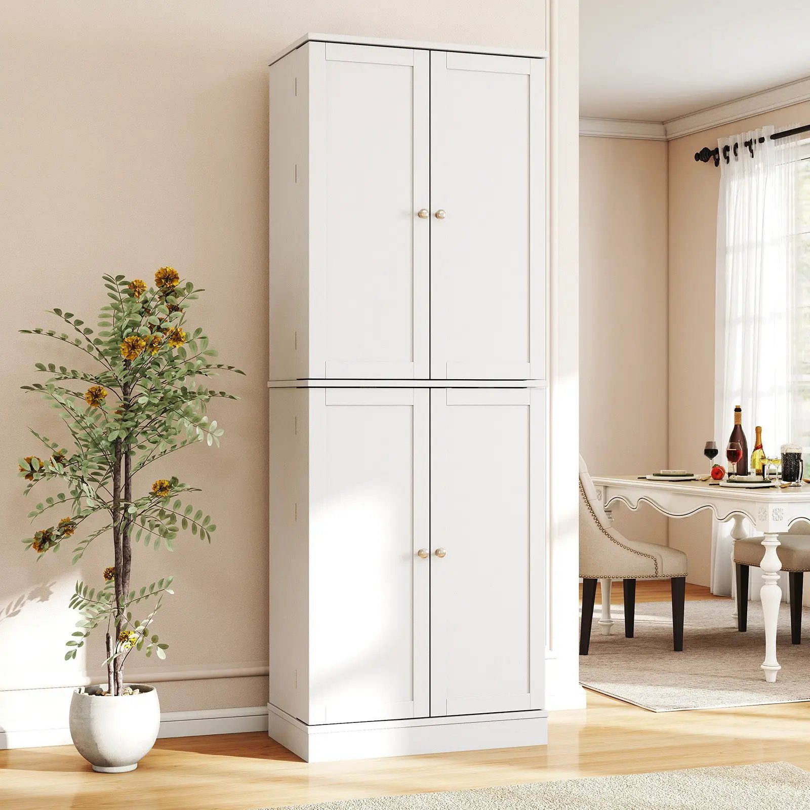 Kitchen Pantry Cabinet 65.5 Inch Freestanding Tall Buffet Cupboard by DirectDeals