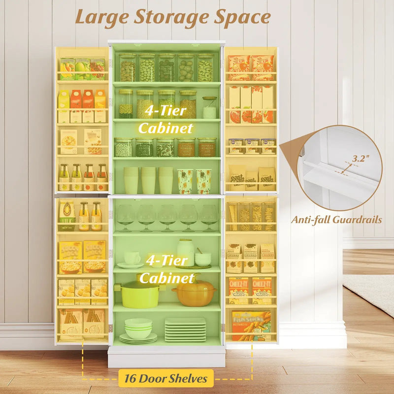 Kitchen Pantry Cabinet 65.5 Inch Freestanding Tall Buffet Cupboard by DirectDeals