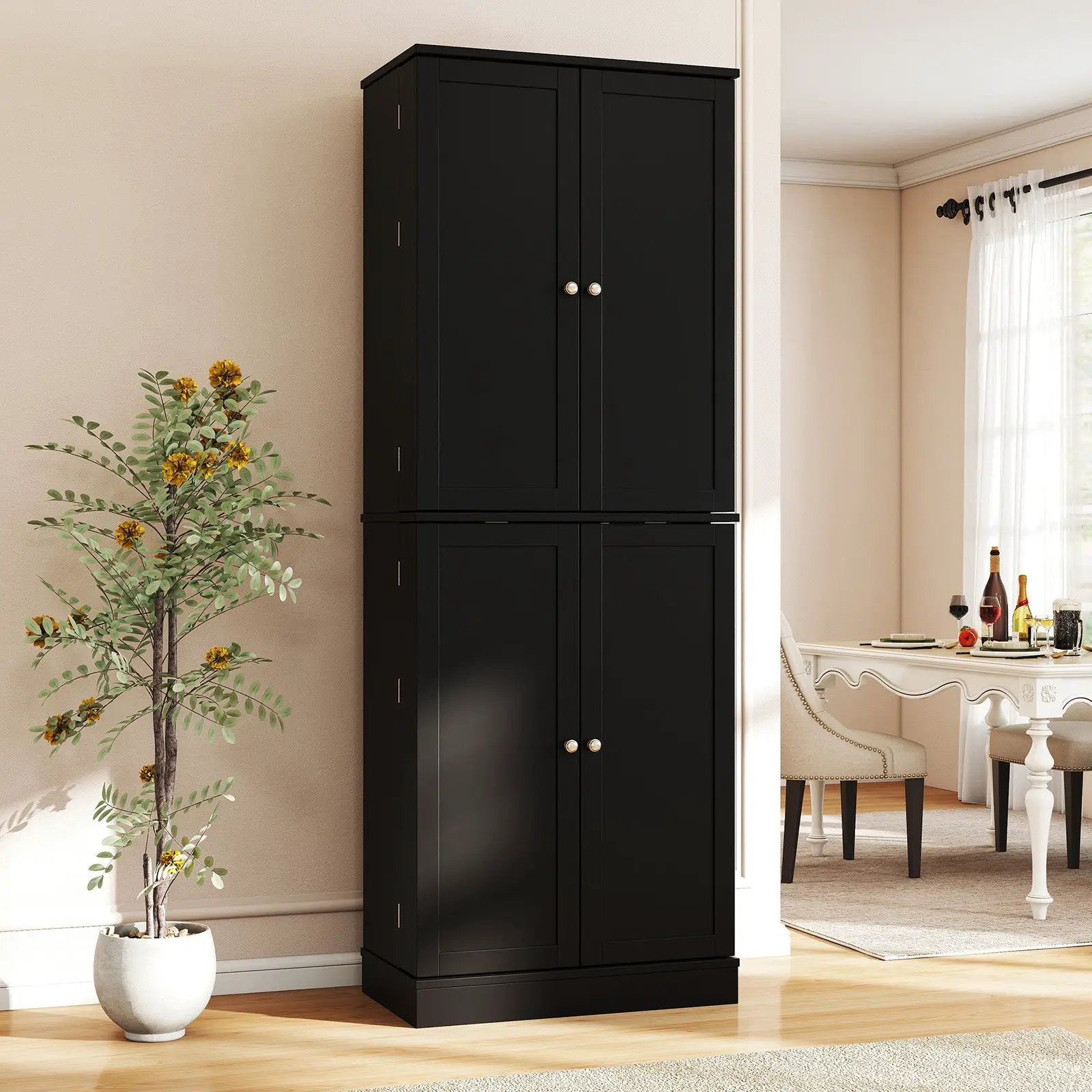 Kitchen Pantry Cabinet 65.5 Inch Freestanding Tall Buffet Cupboard by DirectDeals